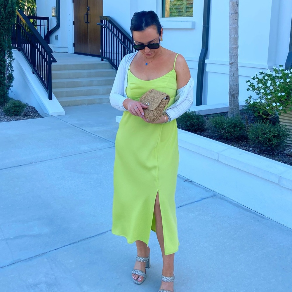 Lime green slip dress